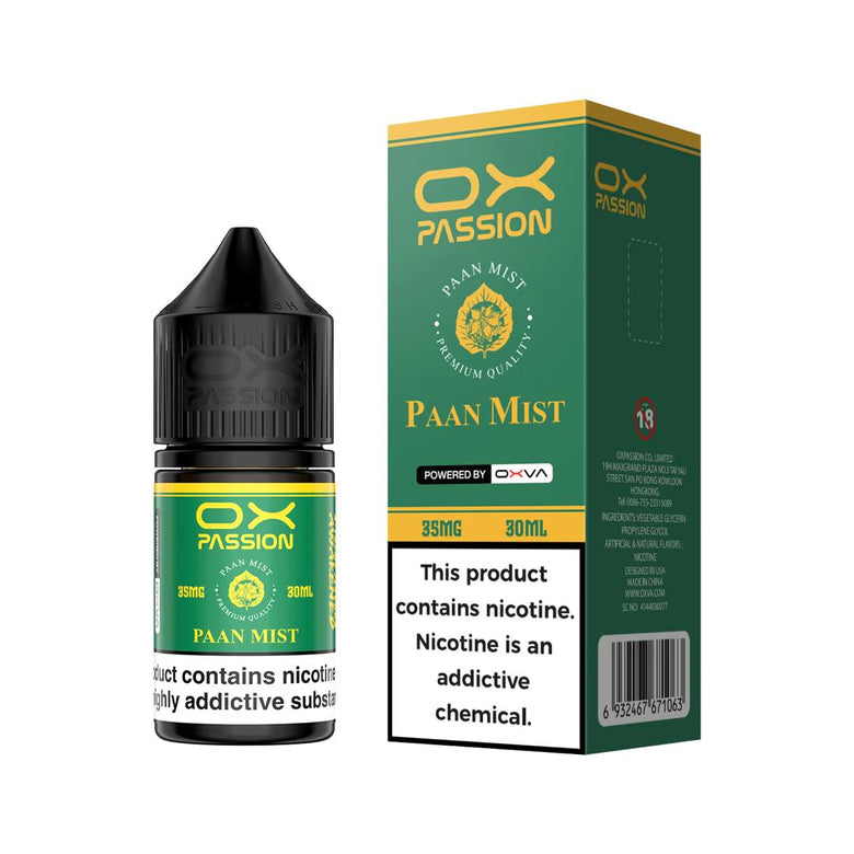 Ox Passion X-Treme Paan Mist 30ml Nic Salt E-Liquid - price in Pakistan, Smokes Hub