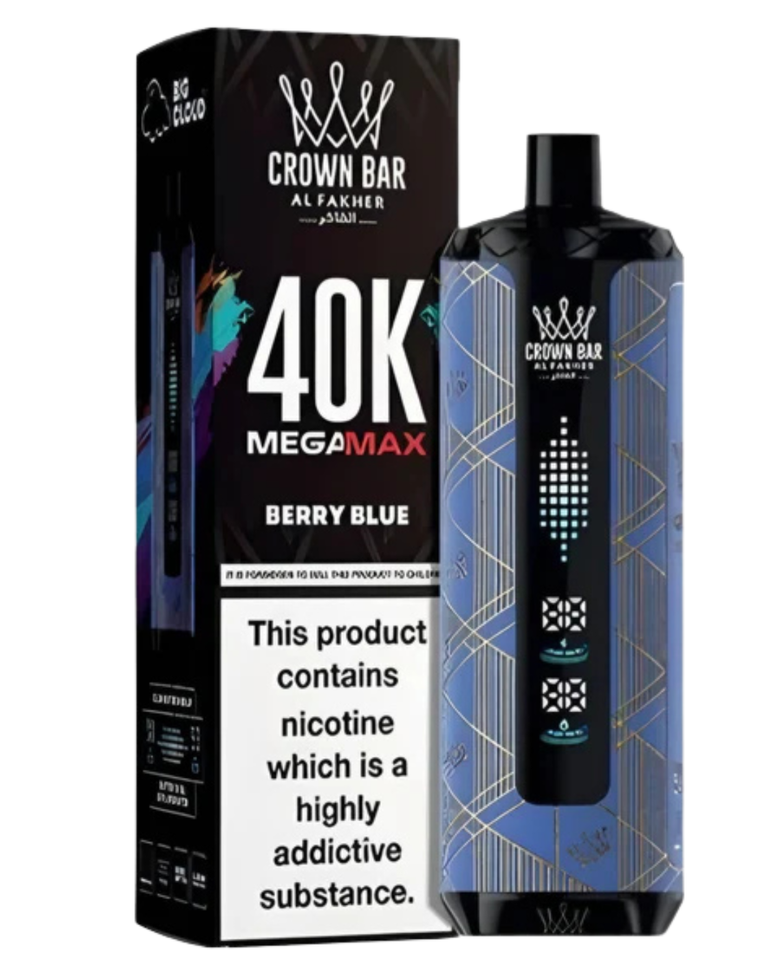 Al Fakher Mega Max Crown Bar Berry Blue 40000 Puffs – adjustable airflow 6mg disposable vape
