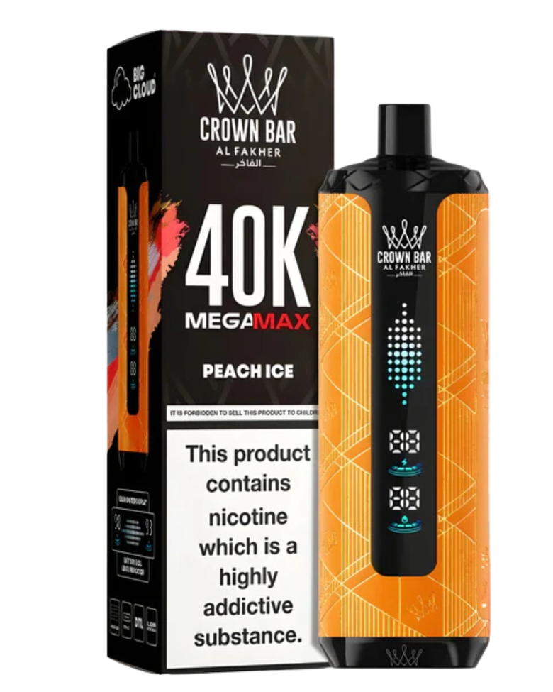 Al Fakher Mega Max 40K Peach Ice – 30ml prefilled USB-C rechargeable disposable vape Pakistan