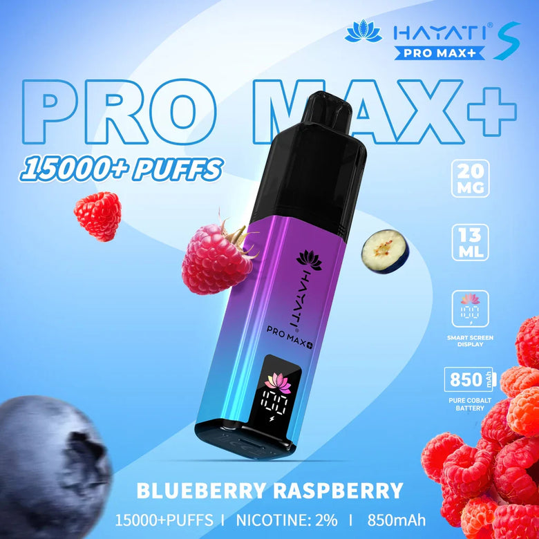 Hayati Pro Max S+ Blueberry Raspberry 15000 Puffs Disposable Vape - price in Pakistan, Smokes Hub