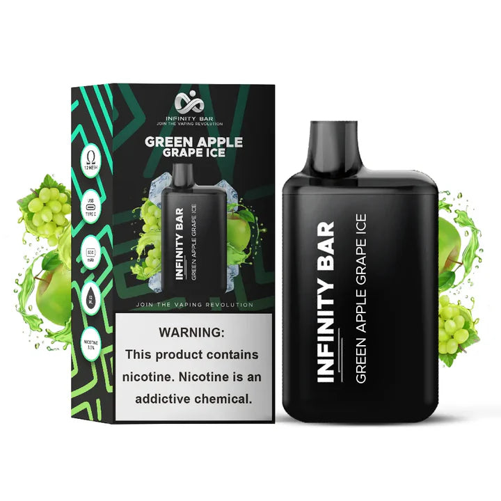 INFINITY DISPOSABLE VAPE GREEN APPLE GRAPE ICE 5000 PUFF 3.5 %