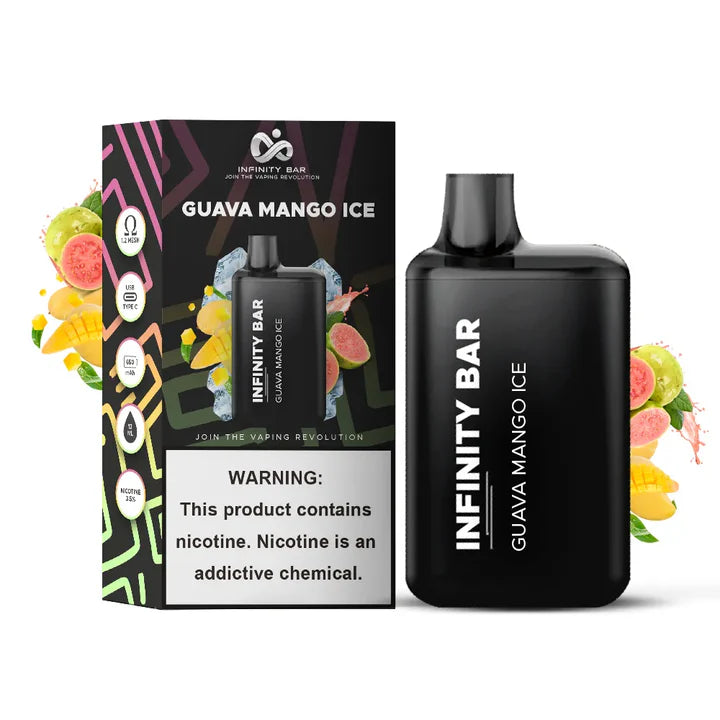INFINITY DISPOSABLE VAPE GUAVA MANGO ICE 5000 PUFF 3.5 %