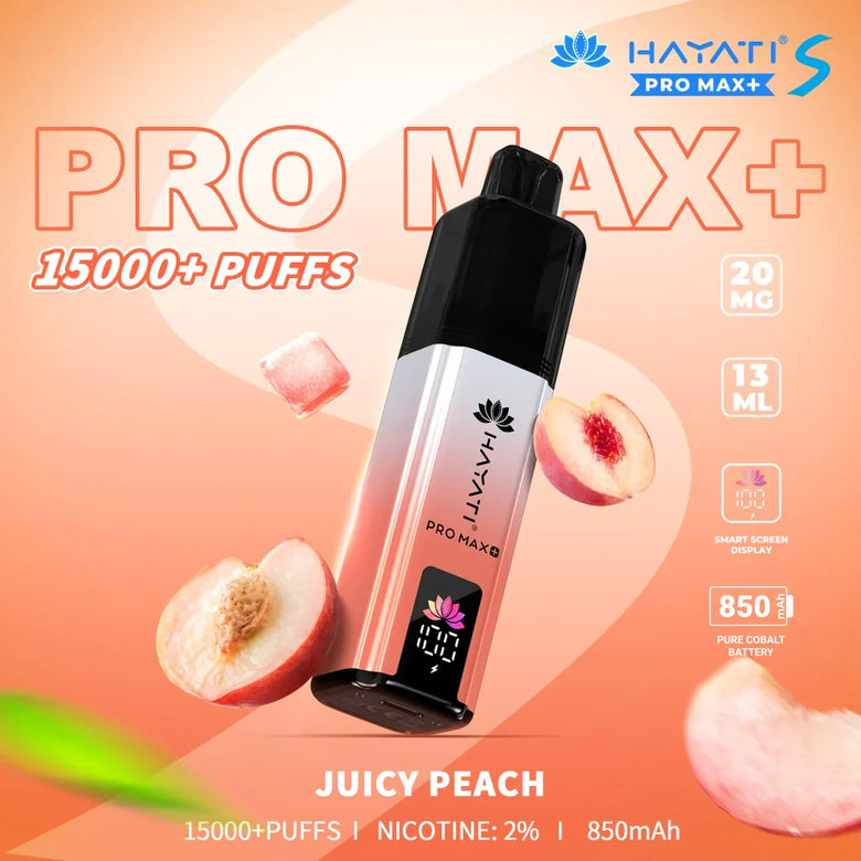 Hayati Pro Max S+ Juicy Peach 15000 Puffs Disposable Vape - price in Pakistan, Smokes Hub