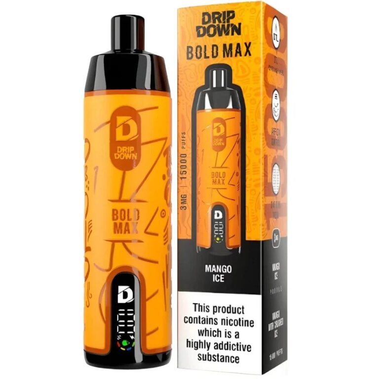 Drip Down Bold Max 15000 Mango Ice flavour – 650mAh USB-C disposable vape Pakistan