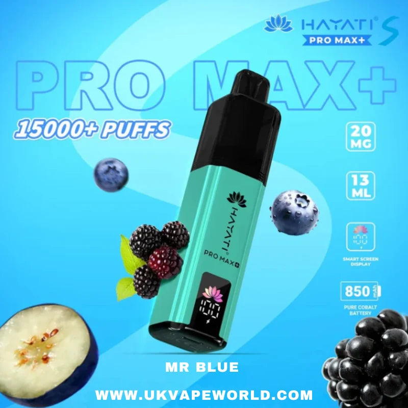 Hayati Pro Max S+ Mr Blue 15000 Puffs Disposable Vape - price in Pakistan, Smokes Hub