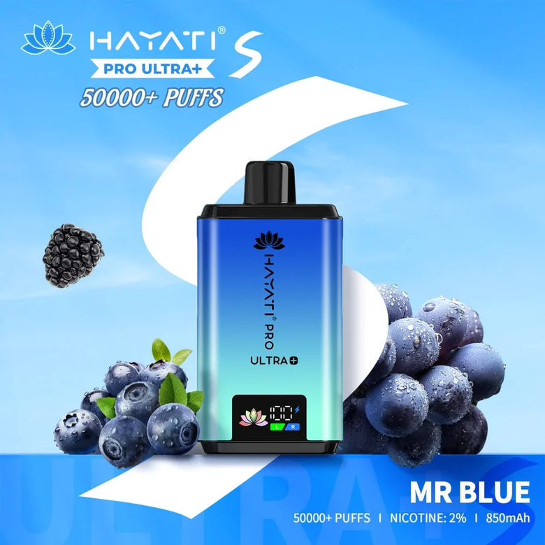 Hayati Pro Ultra Plus S 50000 puffs Blueberry Raspberry flavour vape kit