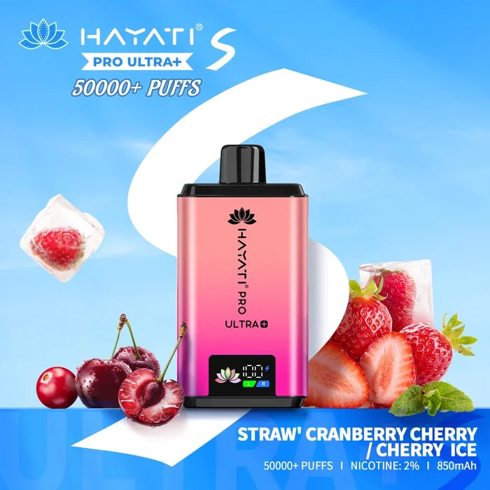 Hayati Pro Ultra Plus S 50000 puffs vape with 180-degree rotating mouthpiece