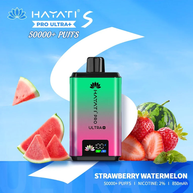 Hayati Pro Ultra Plus S 50000 puffs disposable vape smart screen and specifications