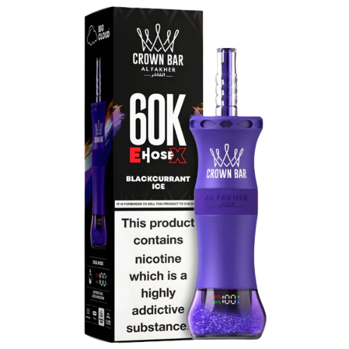 Al Fakher Crown Bar Blackcurrant Ice 60K – rechargeable USB-C hookah disposable vape