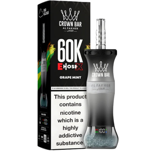 Al Fakher Crown Bar E-Hose X Grape Mint – classic shisha combo 60K puffs disposable