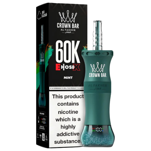 Crown Bar E-Hose X Mint 60000 Puffs – pure mint shisha hookah disposable vape Pakistan