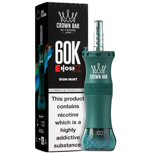Crown Bar E-Hose X Gum Mint 60000 Puffs – bubblegum mint hookah disposable vape