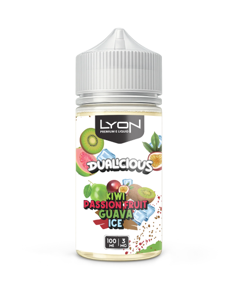 LYON Dualicious Kiwi Passion Fruit Guava Ice 100ml 3mg freebase e-liquid bottle - price in Pakistan