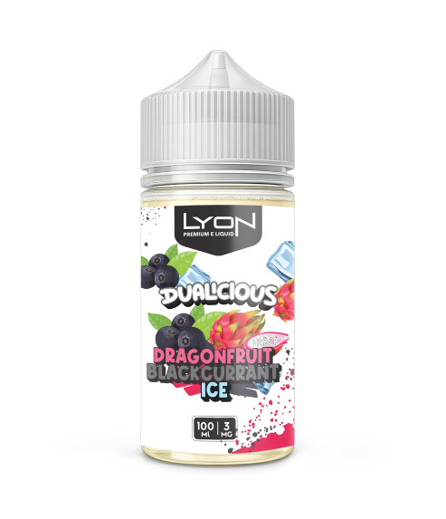 LYON Dualicious Dragonfruit Blackcurrant Ice 100ml freebase e-liquid 3mg bottle available in Pakistan at Smokes Hub