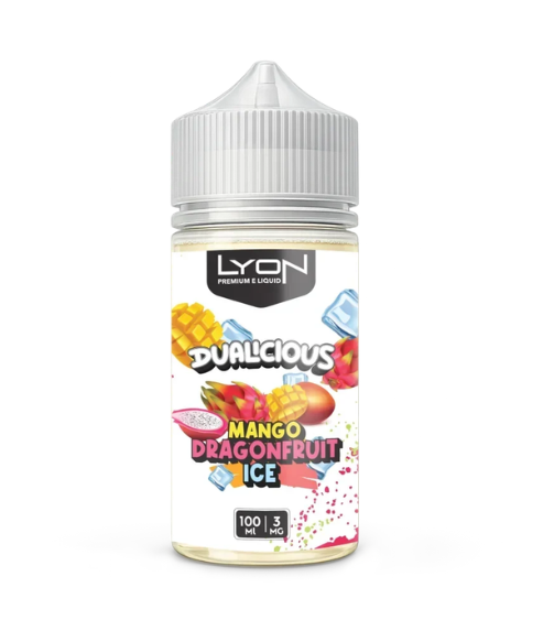 LYON Dualicious Mango Dragon Fruit Ice 100ml freebase e-liquid 3mg bottle available in Pakistan at Smokes Hub