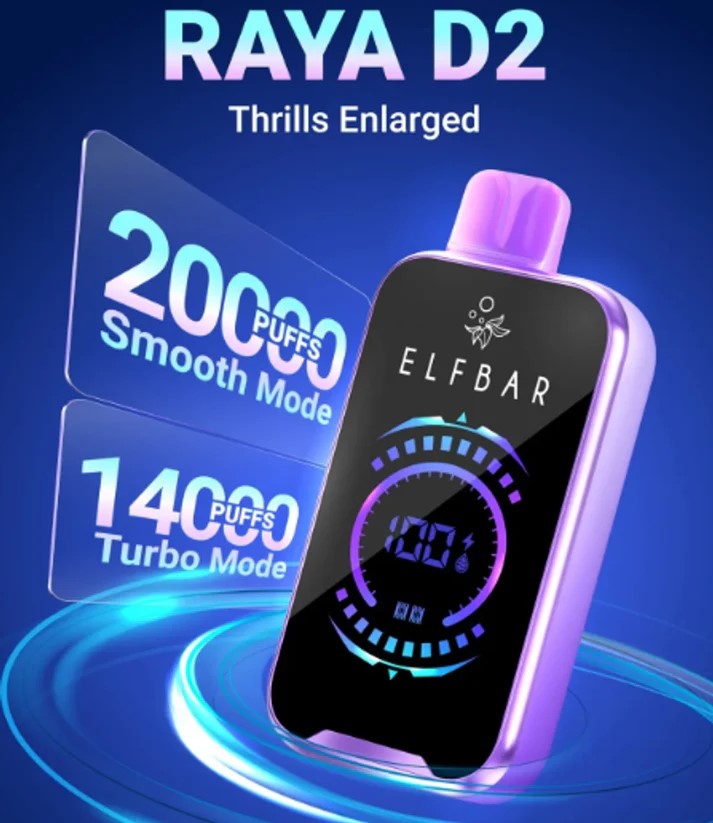 Elfbar Raya D2 20000 Puffs Disposable Vape - price in Pakistan, Smokes Hub