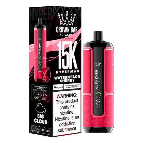 Al Fakher Crown Bar 15000 Puffs Watermelon Cherry disposable vape - price in Pakistan, Smokes Hub