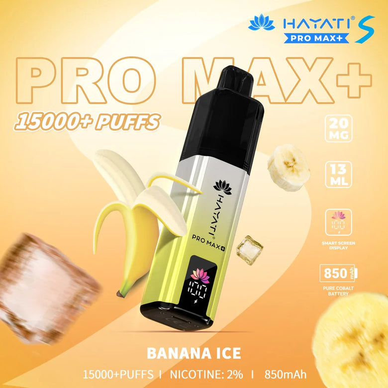Hayati Pro Max S+ Banana Ice 15000 Puffs Disposable Vape - price in Pakistan, Smokes Hub