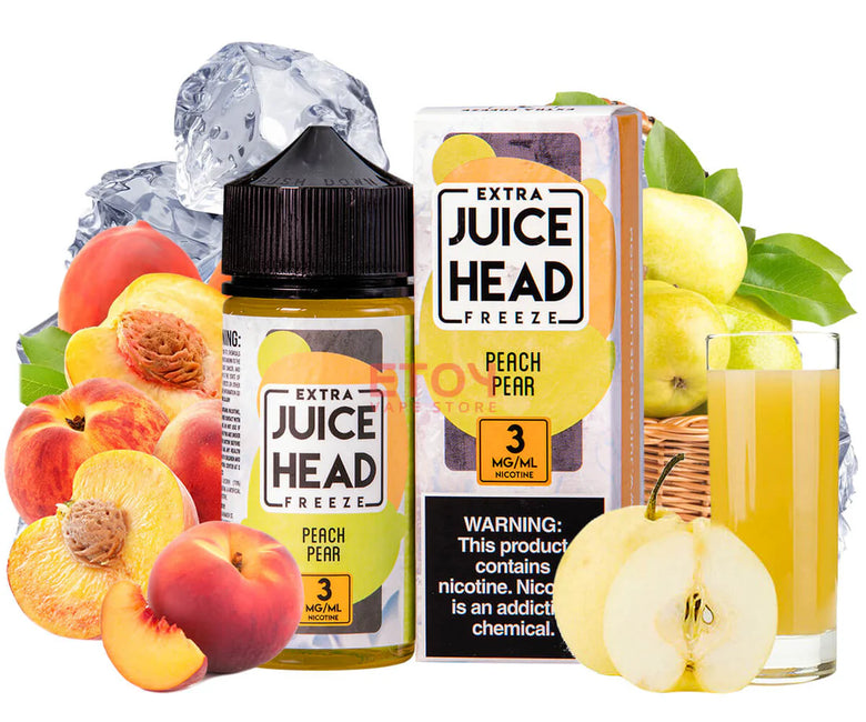 Juice Head Peach Pear Extra Freeze 100ml Free Base E-Liquid - price in Pakistan, Smokes Hub