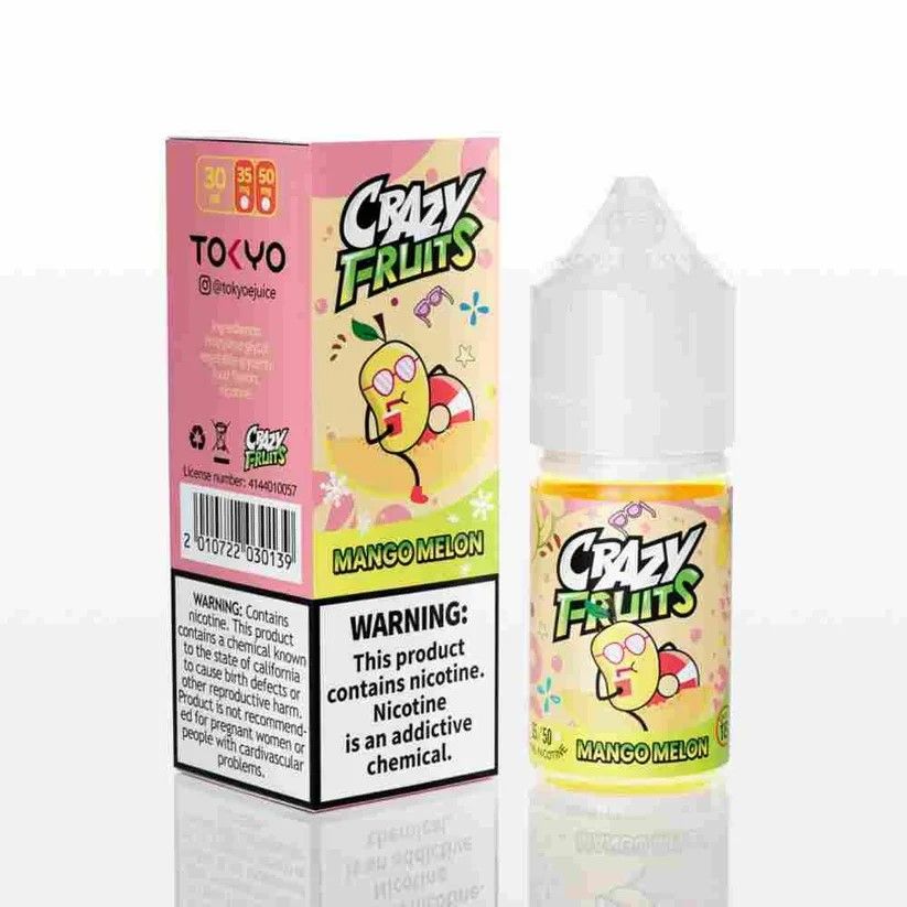 Sure! Here's the two-line short description: **Tokyo Crazy Fruit Series Mango Melon Ice 30ml blends juicy mango and sweet melon with an icy menthol twist for a refreshing vape. Available now at Smokehub.**